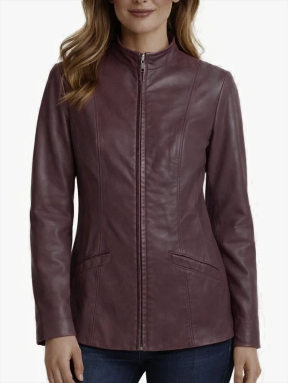 Danier burgundy leather coat jacket Sz 6 - 8